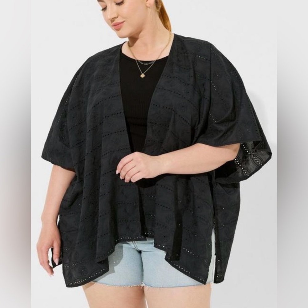 Embroidered Woven Ruana Black Torrid Plus Size
